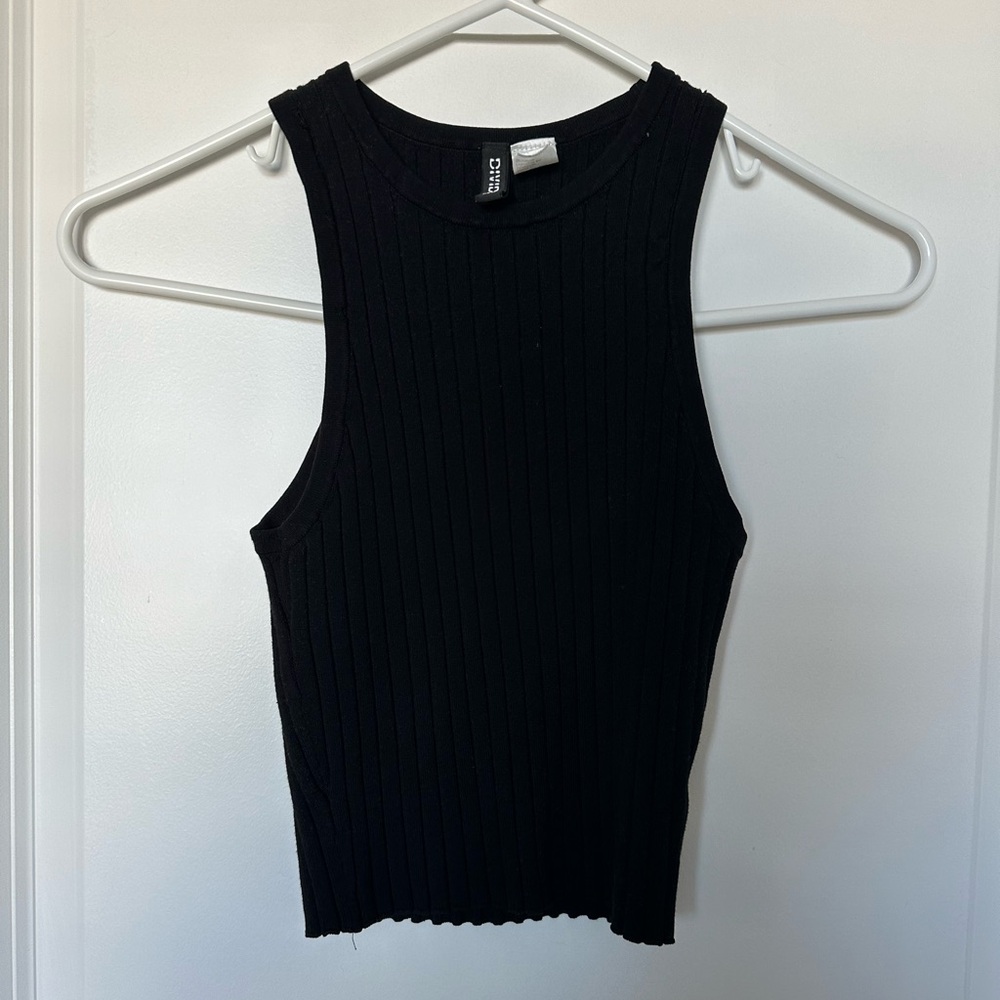 H&M Black ribbed cropped tank top-Size Small